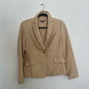 Ann Taylor Women Tan Blazer One Button Suit Jacket Size 4